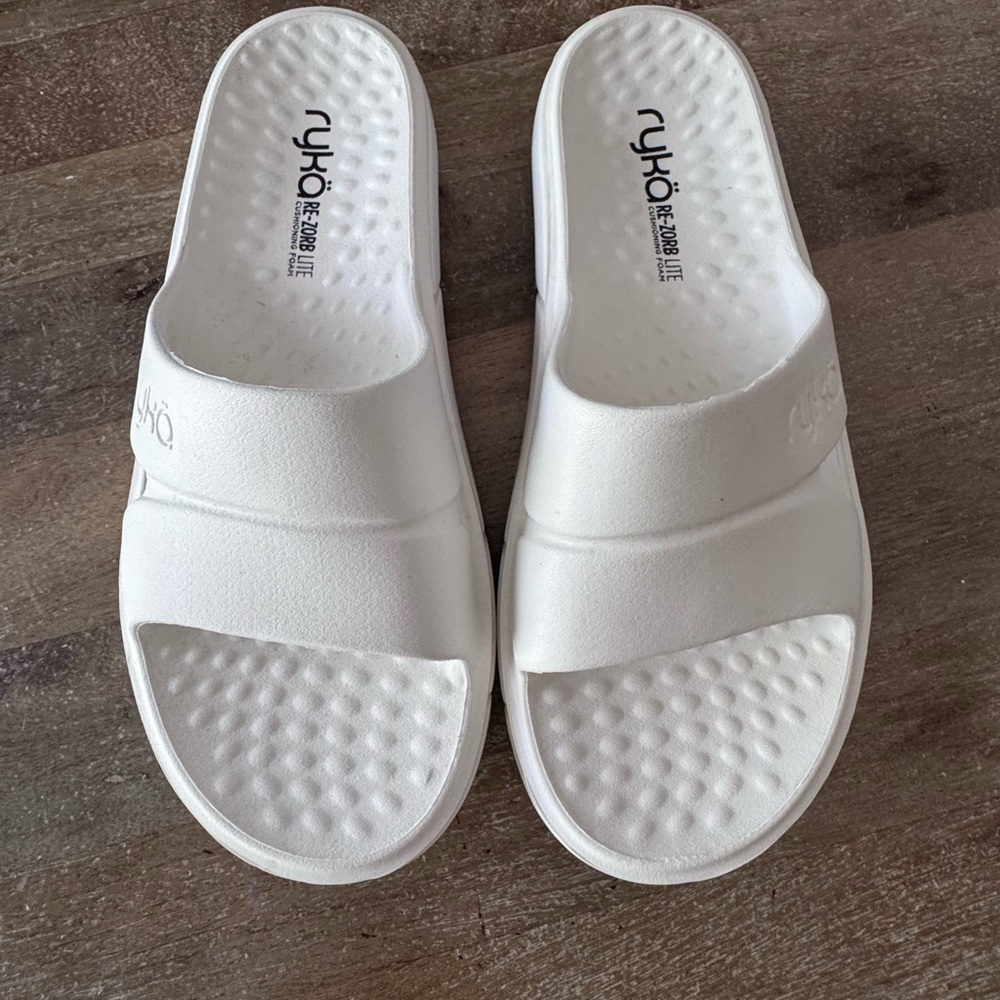 Ryka White Slide Sandals